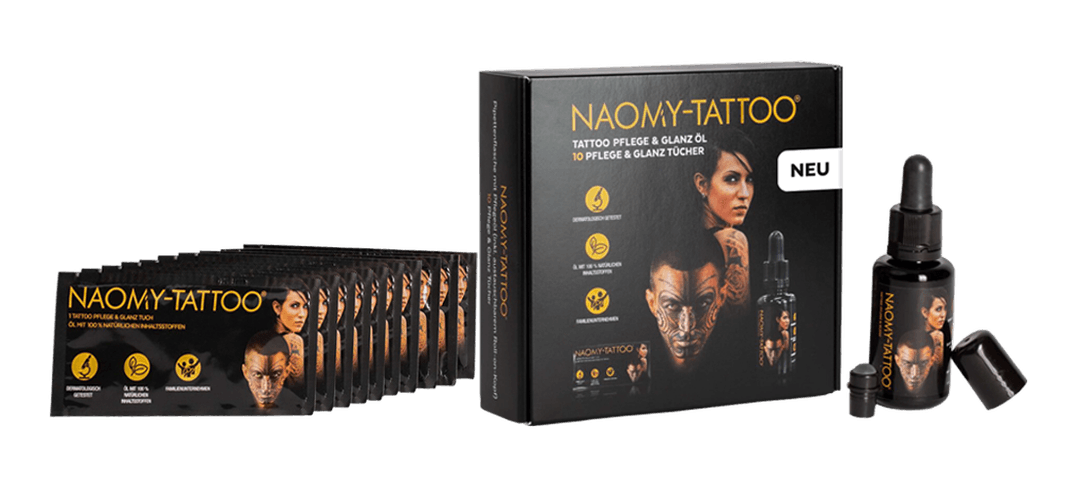 Naomy-Tattoo Öl inkl. 10 Naomy-Tattoo Glanz- und Pflegetücher